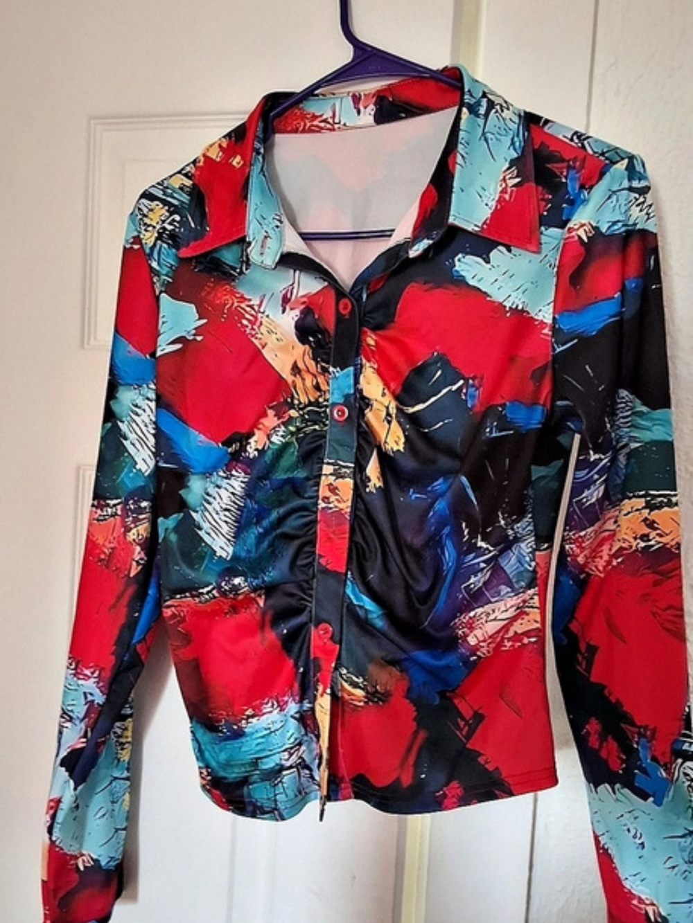 Abstract Print Button Down Shirt
